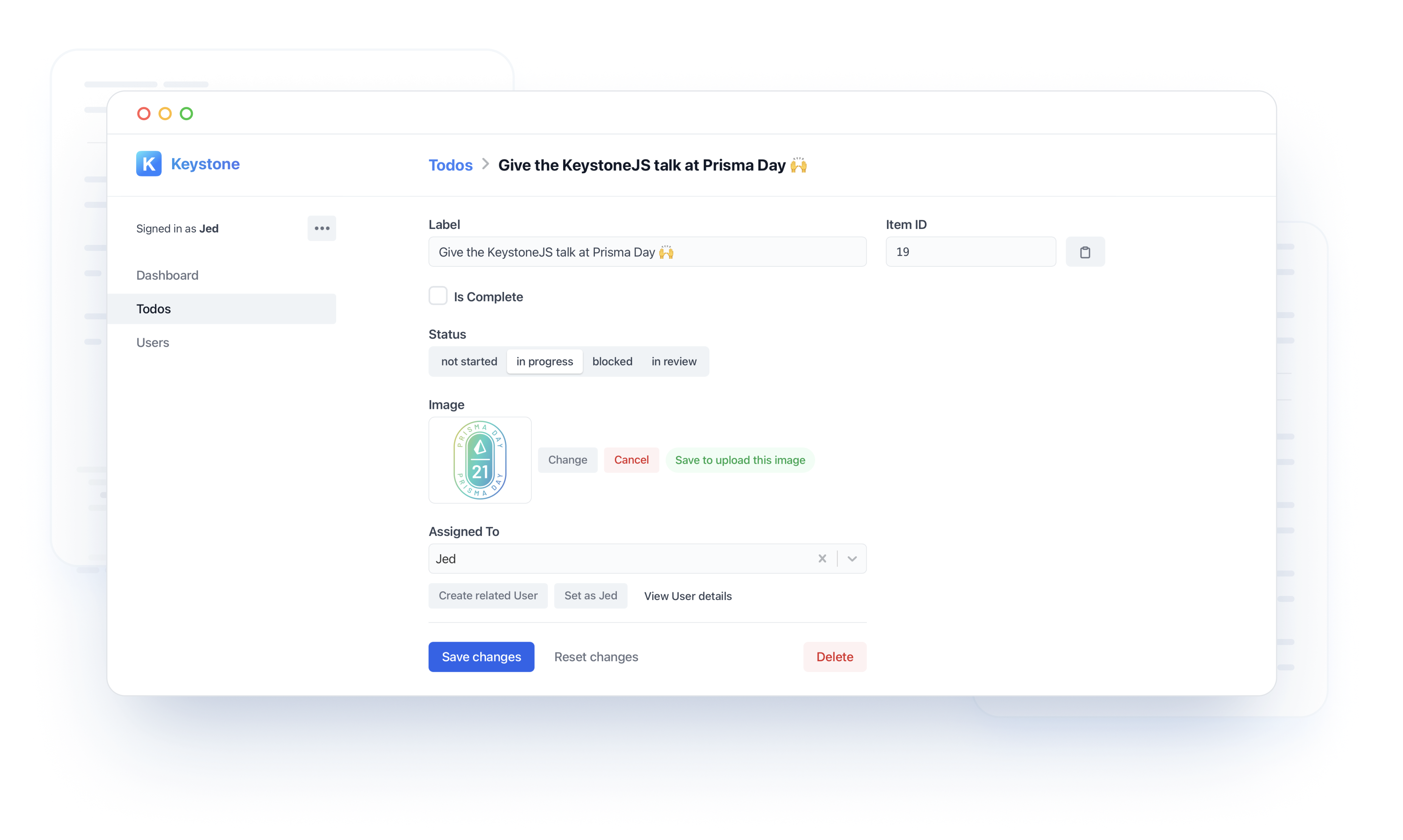 Depiction of Keystone’s Admin UI